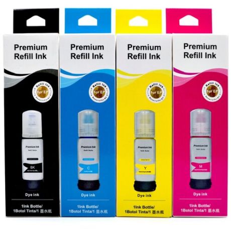 Чернила 103 для принтеров Epson L1110, L3100, L3150, L3160, L4150, L4160, L-5190, L-4167, L-6160, L-6170 и др KeyLock комплект 4 цвета по 70мл