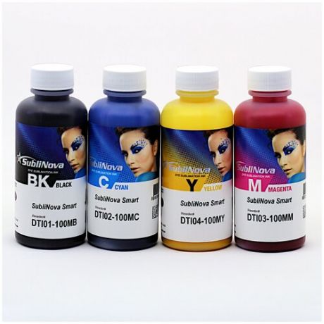 Сублимационные чернила InkTec для принтера Epson, комплект 4 цвета, DTI01-100MB, DTI02-100MC, DTI03-100MM, DTI04-100MY, 400мл