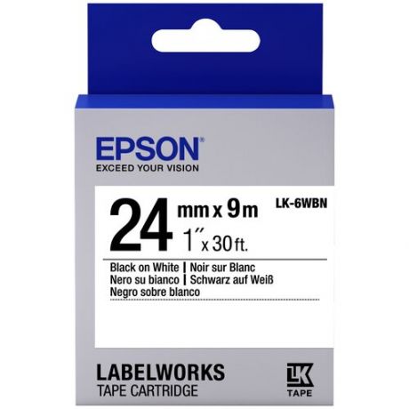 Картридж EPSON с лентой LK-6WBN (лента стандартная 24мм, Бел./Черн.) C53S656006