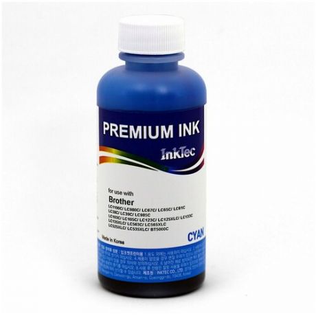 Чернила InkTec B1100-100MС Cyan (голубой), для принтера Brother LC1100C/LC980C (100мл), для струйного принтера, совместимый