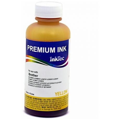 Чернила InkTec B1100-100MY Yellow (желтый), для принтера Brother LC1100Y/LC980Y (100мл), для струйного принтера, совместимый