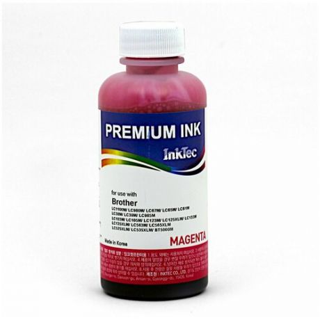Чернила InkTec B1100-100MМ Magenta (пурпурный), для принтера Brother LC1100M/LC980M (100мл), для струйного принтера, совместимый