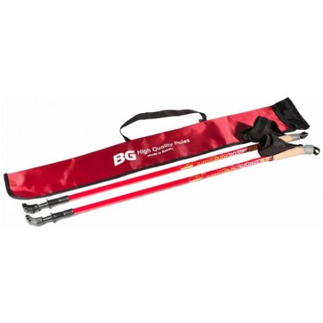 Палки для скандинавской ходьбы BG "Nordic Adventure", телескопические, цвет: темно-красный, 80-140 см. 82874