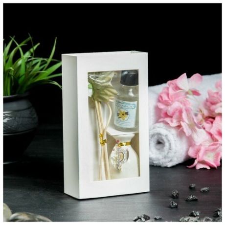 Набор подарочный "Прованс": ваза керамическая, аромамасло ваниль, декор, "Богатство Аромата