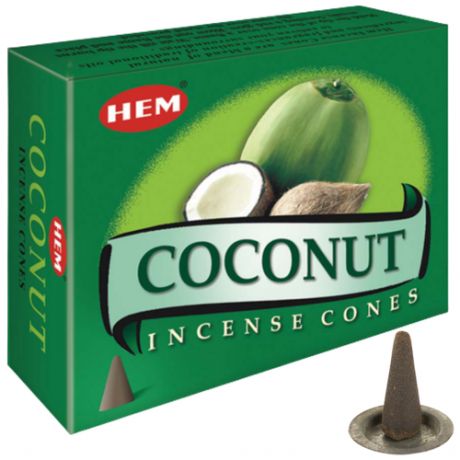 Благовония конусы HEM Coconut Кокос, 10 конусов