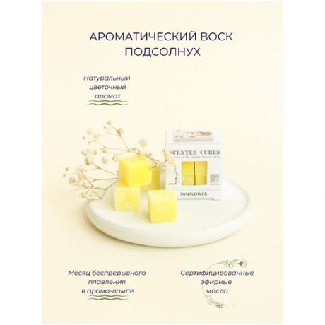 Aroma-Garden / Воск ароматический (аромакубики) с эфирным маслом для аромалампы (ароматизатор для дома и уюта) Подсолнух