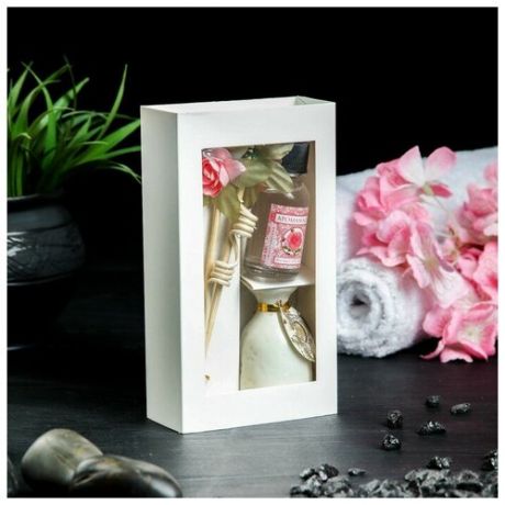 Набор подарочный "Прованс": ваза керамическая, аромамасло роза, декор, "Богатство Аромата