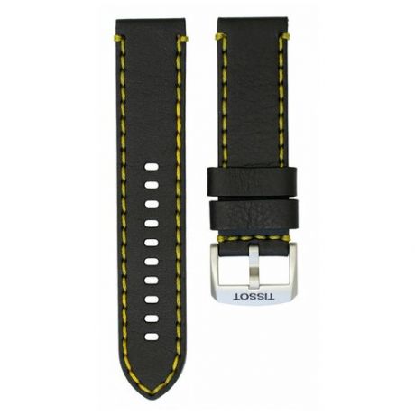 Черный кожаный ремешок Tissot T600042214, теленок, 22/22, желтая прострочка, стальная пряжка, для часов Tissot Chrono XL T116.617
