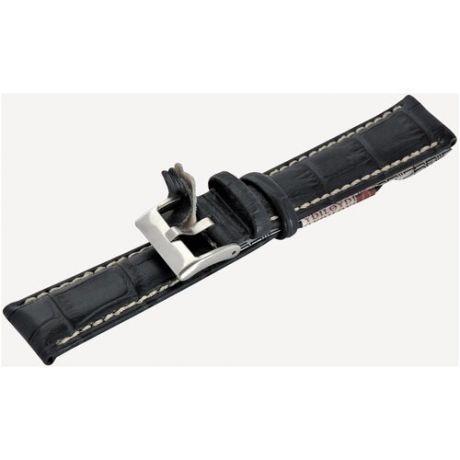Премиальный ремешок для часов, 22 мм, тёмно - синий, стандартной длины, от Diloy Watch Straps (Испания), модель - спортивная, дутая, прошитая