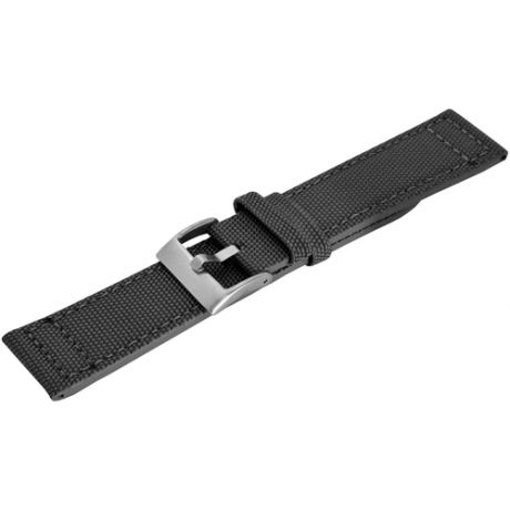 Премиальный ремешок из кевлара, 22 мм, чёрный, стандартной длины, от Diloy Watch Straps (Испания), модель - спортивная, плоская, прошитая