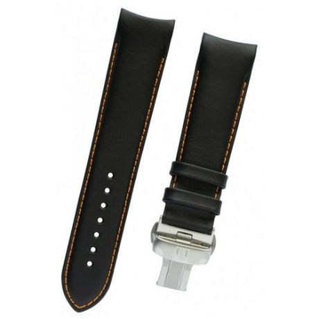Черный кожаный ремешок Tissot T600028551, теленок, интегрированный, оранжевая прострочка, стальная клипса, для часов Tissot Couturier T035.407
