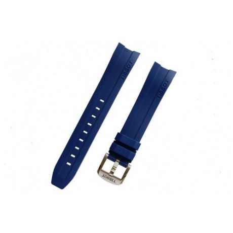 Ремешок синий, резиновый, интегрированный, стальная пряжка, Tissot T603038014 PRC 200 (T055.417, T055417A) для часов Tissot