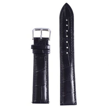 Ремешок для часов КНР "Bugert", 20 мм, натуральная кожа, l 21,5 см, черный, фактура крокодил