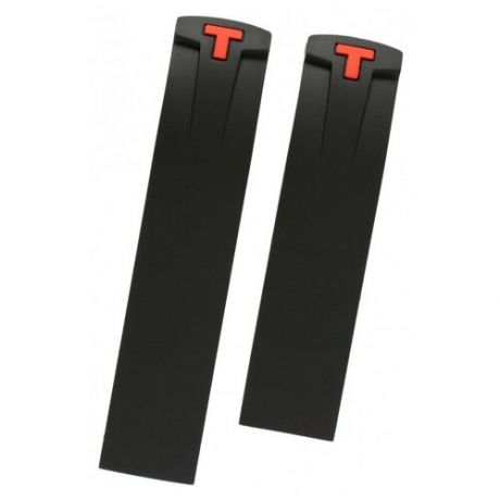Черный силиконовый ремешок Tissot T610028498, красный логотип "T", без замка, для часов TISSOT PRS330 T036.417