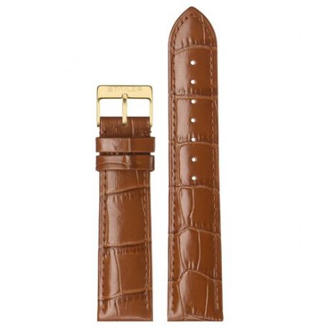 Коричневый кожаный ремешок из кожи теленка STAILER ORIGINAL 2055-2211 размер (22/20 мм), длина L (120 / 80 мм) с тиснением под кожу крокодила