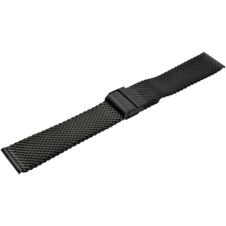 Высококачественный браслет для наручных часов, 20 мм, миланское плетение, цвет - чёрный, от Diloy (Испания), нержавеющая сталь (INOX)