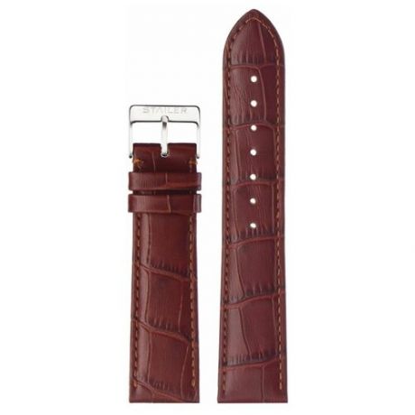 Коричневый кожаный ремешок из кожи теленка STAILER ORIGINAL 1552B-2011 размер (20/20 мм), длина L (120 / 80 мм) с тиснением под кожу крокодила