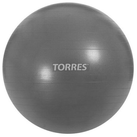 Фитбол TORRES, AL121155SL, диаметр 55 см, эластичный ПВХ, с защитой от взрыва, с насосом, цвет серый 7437698s