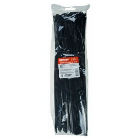 Хомут Rexant 07-0451-8 стяжка кабельная нейлоновая 450 x7,6 мм, черная, упаковка 100 шт.
