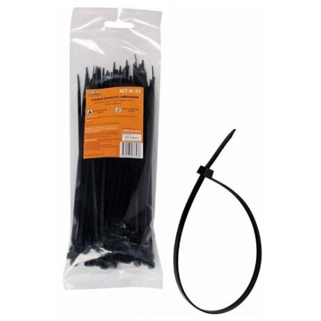 Стяжки (хомуты) кабельные 3,6*200 мм, пластиковые, черные, 100 шт. (ACT-N-22)