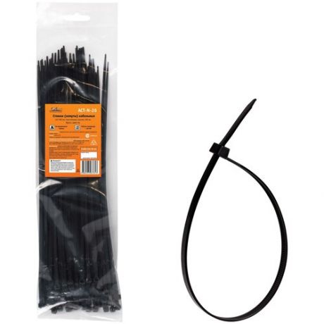 Стяжки (хомуты) кабельные 3,6*300 мм, пластиковые, черные, 100 шт.
