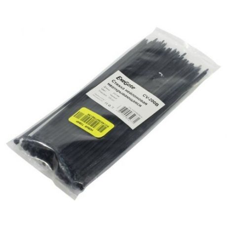 Стяжки нейлоновые ExeGate CV-200B 200mm (100шт) Black 253852