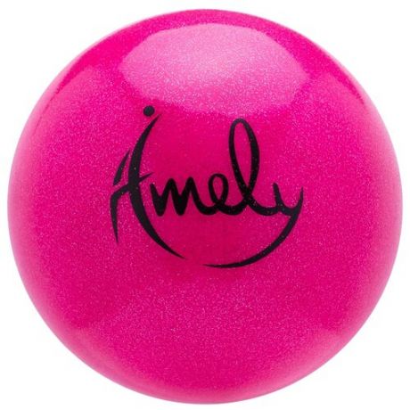 Мяч для художественной гимнастики Amely AGB-303, 19 см, фиолетовый с блестками