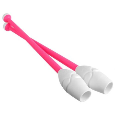 Булавы вставляющиеся для гимнастики (пластик, каучук) 36 см, цвет розовый/белый 3464733 .