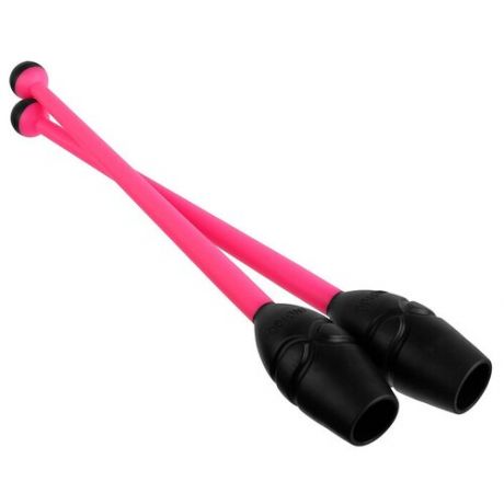 Булавы вставляющиеся для гимнастики (пластик, каучук) 36 см, цвет розовый/чёрный 3464727 .