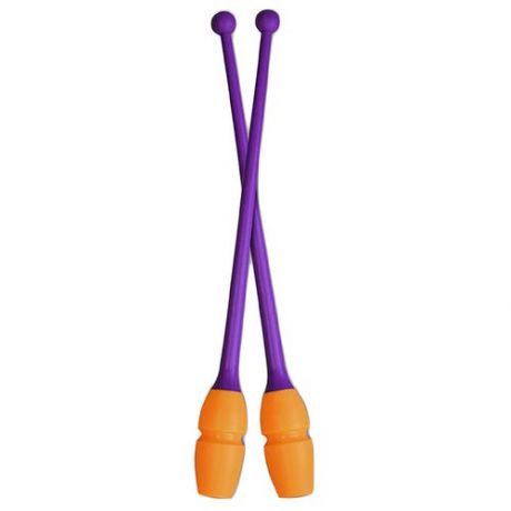 Булавы гимнастические двухцветные сборные PASTORELLI MASHA, длина 40,5 см, FIG, цвет оранжевый/лиловый