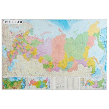 Карта настенная политико-административная Атлас Принт "Россия" 2,4х1,6м