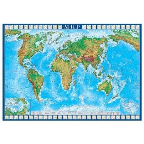Атлас Принт Карта Мира физическая (4631147224682), 107 × 157 см