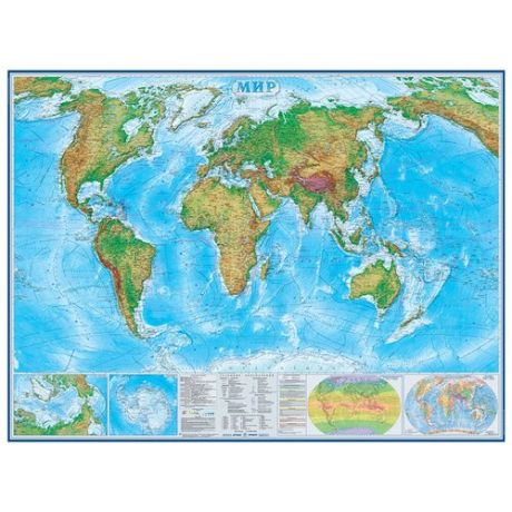 Атлас Принт Карта Мира физико-политическая (4631147224644), 118 × 158 см
