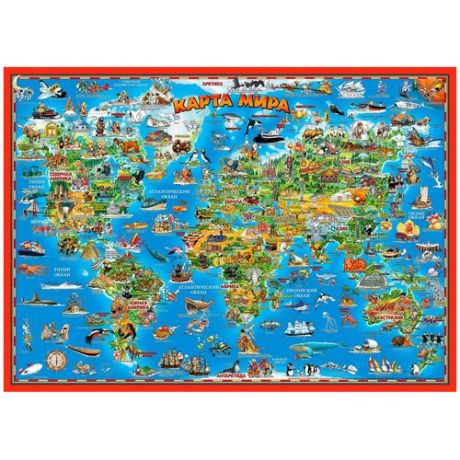Геоцентр Скатерть Карта мира для детей (СК-ОКС-140ДТ), 100 × 140 см