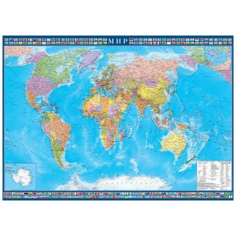 атлас-принт Настенная политическая карта мира 1:25 143x102 на рейках