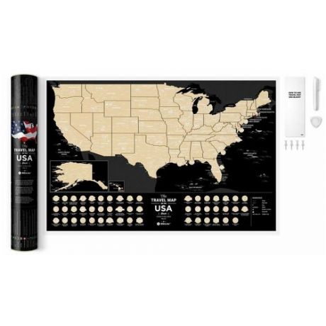 Скретч-карта США Travel Map USA Black 40*60 см 1DEA.me GLW