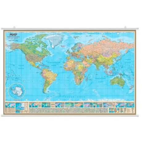 АГТ Геоцентр Политическая карта мира 1:17 на отвесах / размер230х160