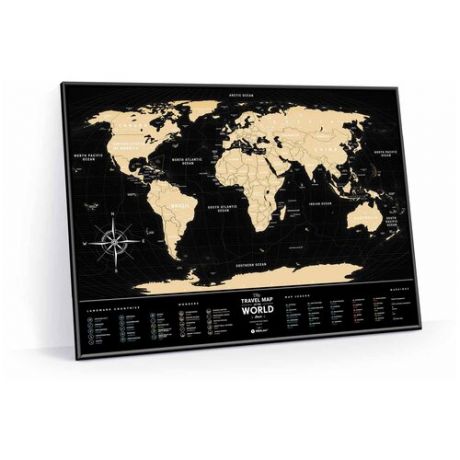 1DEA.me Скретч Карта Мира Black World в металлической раме, 60 × 80 см