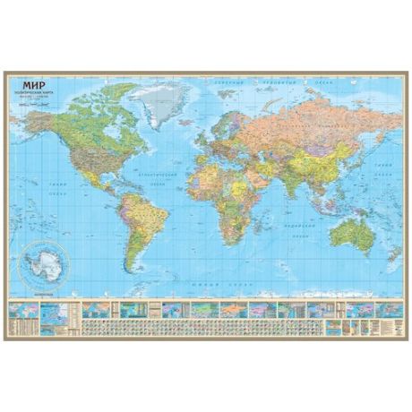 Геоцентр Карта Мира политическая на отвесах (МИР17АГТ), 234 × 156 см