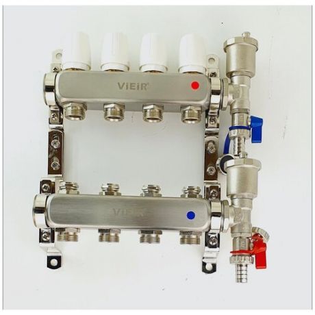 Коллекторная группа 5 выходов ViEiR, нержавейка для радиаторов 1"х3/4