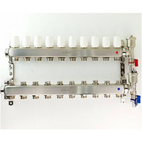 Коллектор для радиаторов 11 контуров в сборе распеределительный 1"x3/4" VIEIR