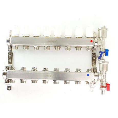 Коллектор для радиаторов 8 контуров в сборе распеределительный 1"x3/4" VIEIR