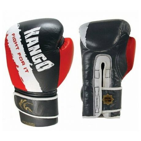Перчатки боксерские Kango BAK-025 Black/Red/White Буйволиная кожа 12 унций