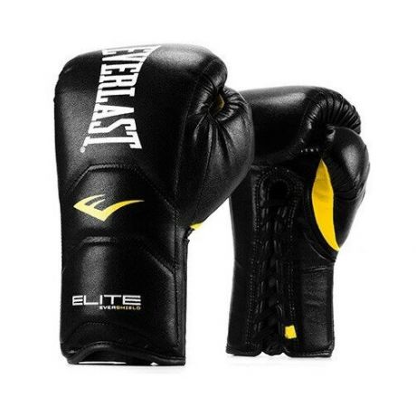 Перчатки тренировочные на шнуровке Everlast Elite Pro 16oz черные