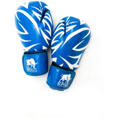 Перчатки боксерские Buffalo кожаные на липучке Blue/White