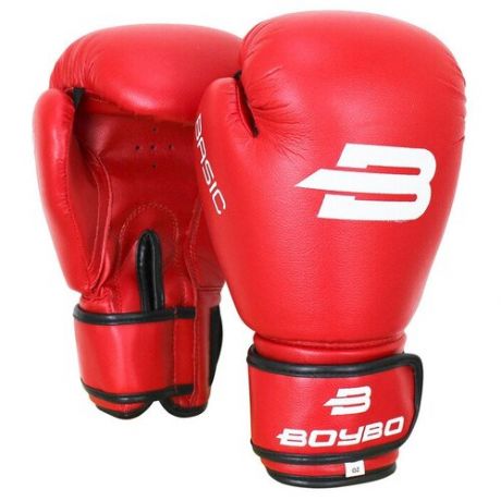 BoyBo Перчатки боксёрские BoyBo Basic к/з, 8 OZ, цвет красный