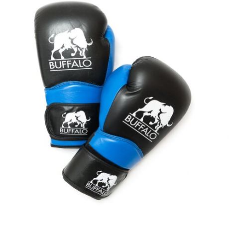Перчатки боксерские Buffalo кожаные на липучке Black/Blue