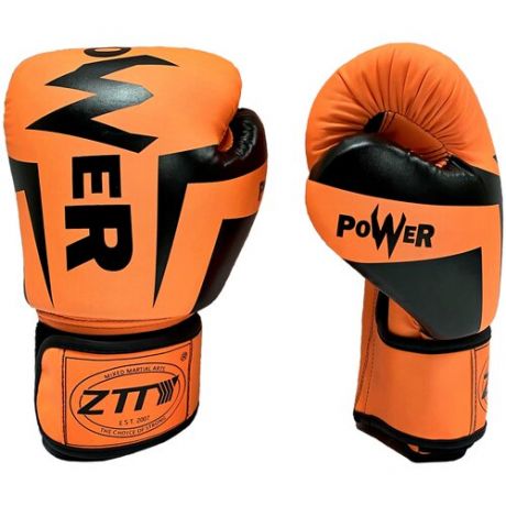 Перчатки для бокса POWER 8 унций, оранжевые (боксерские перчатки), STRONG BODY