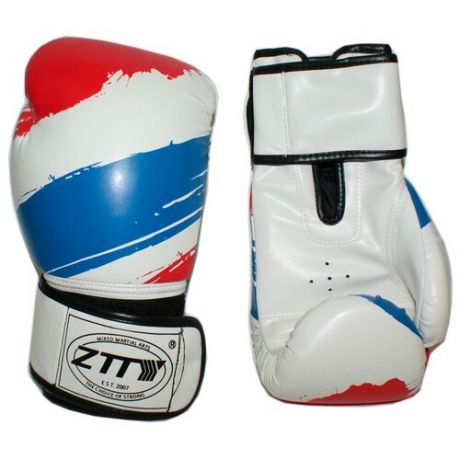 Перчатки боксёрский 12 oz: ZTTY-3G-12-Б Цвет - белый с синими и красными вставками.