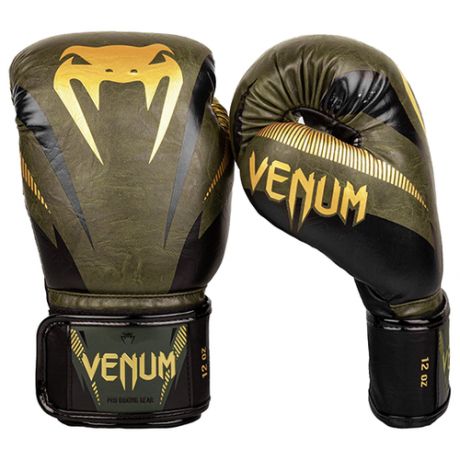 Боксерские перчатки Venum Impact Dark Khaki/Gold (10 унций)